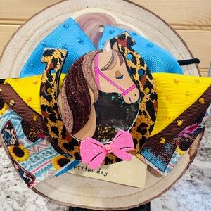 Colorful Horse-Themed Kids Hair Bow